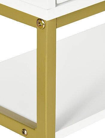 Armoire murale de salle de bain acier doré MDF blanc