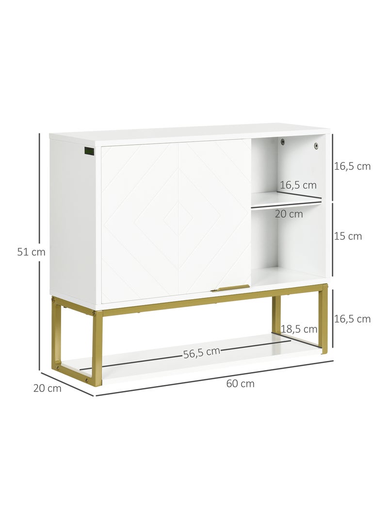 Armoire murale de salle de bain acier doré MDF blanc Blanc Blanc - Kiabi