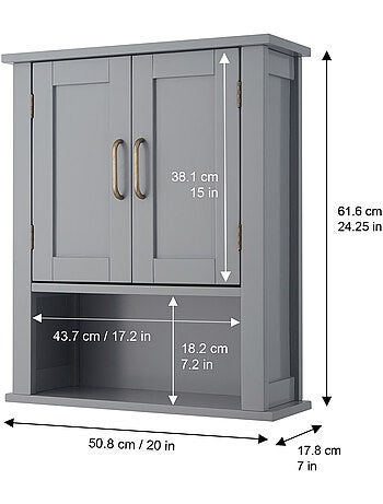 Armoire murale de salle de bain effet bois, 62cm