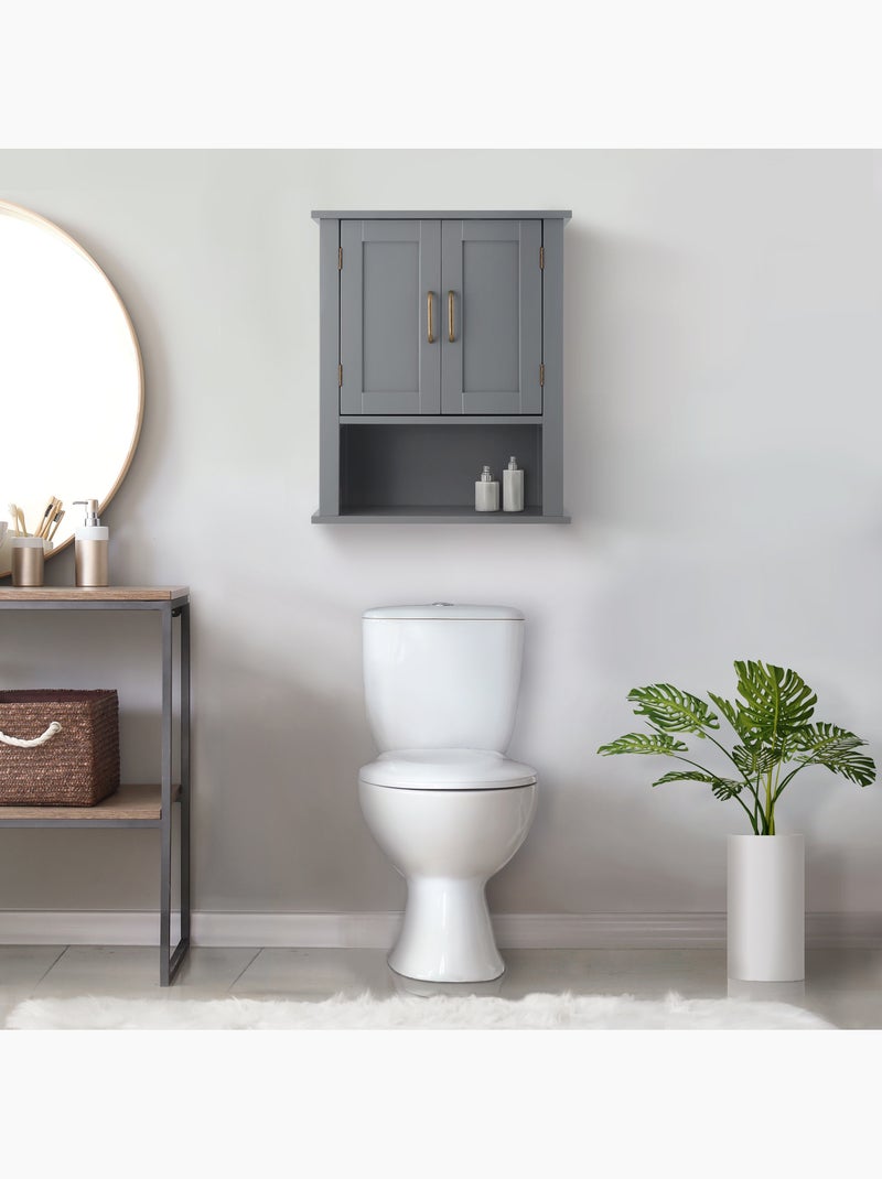 Armoire murale de salle de bain effet bois, 62cm Gris - Kiabi