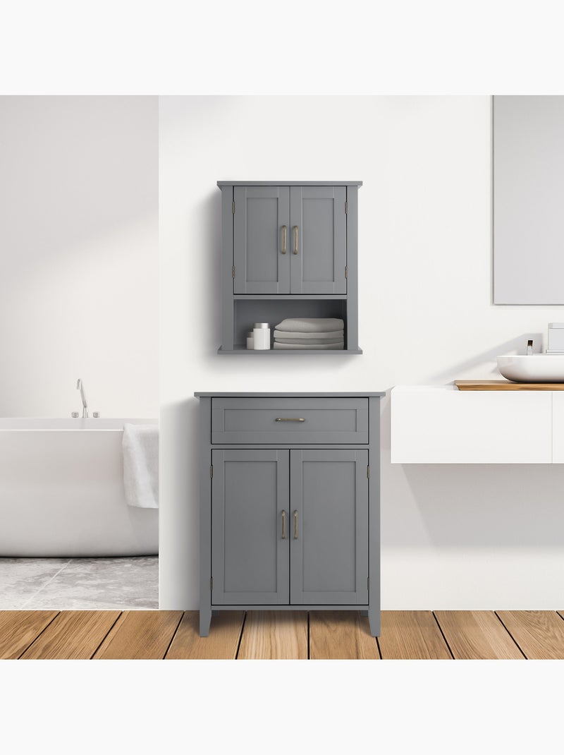 Armoire murale de salle de bain effet bois, 62cm Gris - Kiabi