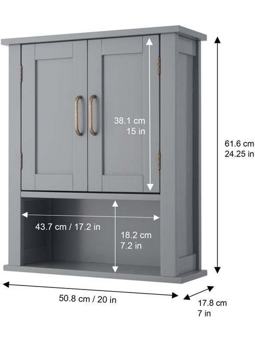 Armoire murale de salle de bain effet bois, 62cm - Kiabi