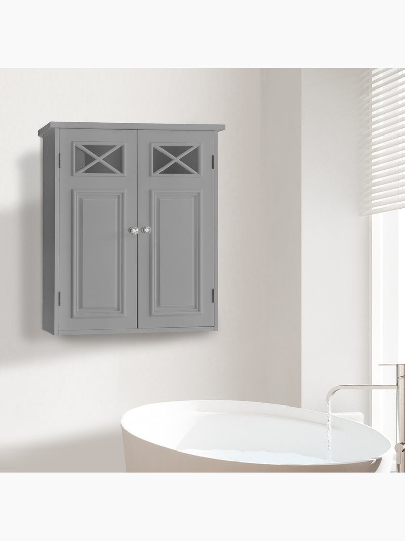 Armoire murale de salle de bain en 2 portes, 61cm Gris - Kiabi