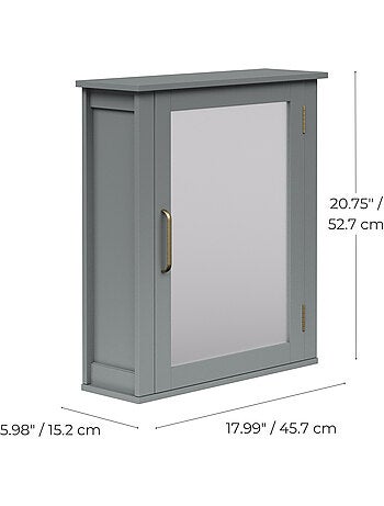 Armoire murale de salle de bain en effet bois, 53cm