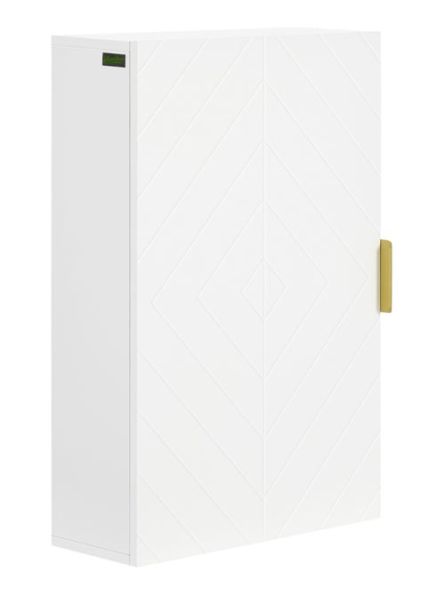 Armoire murale de salle de bain poignée métal doré MDF blanc - Kiabi Armoire murale de salle de bain poignée métal doré MDF blanc - Kiabi