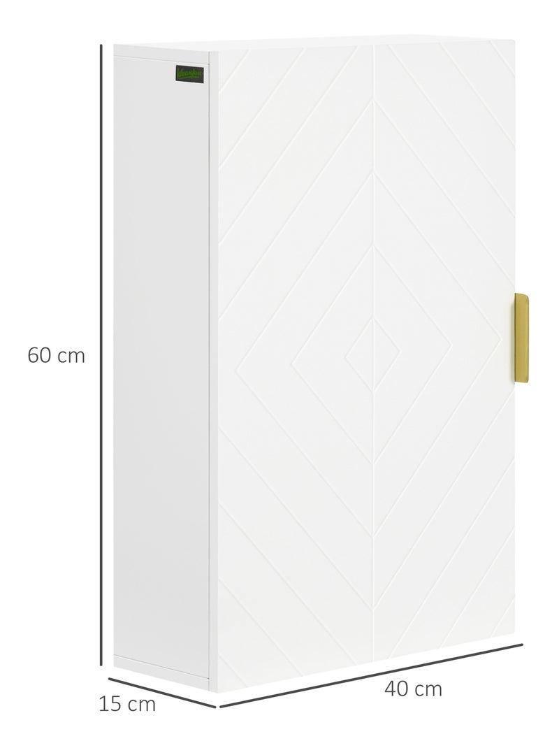 Armoire murale de salle de bain poignée métal doré MDF blanc Blanc Blanc - Kiabi