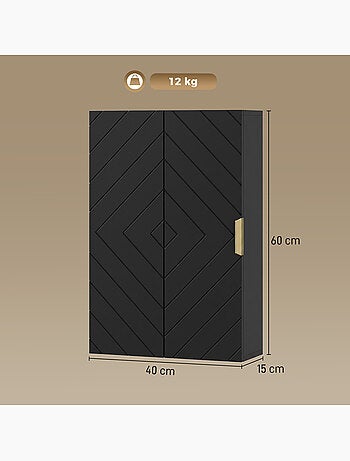Armoire murale de salle de bain poignée métal doré mdf