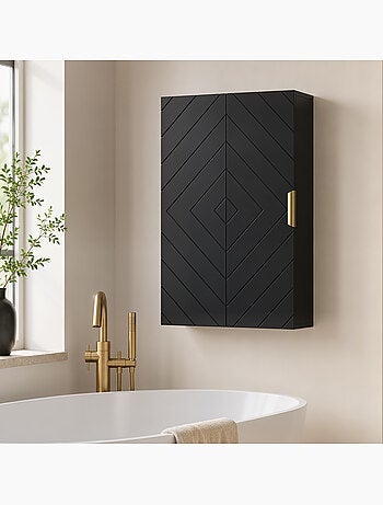 Armoire murale de salle de bain poignée métal doré mdf