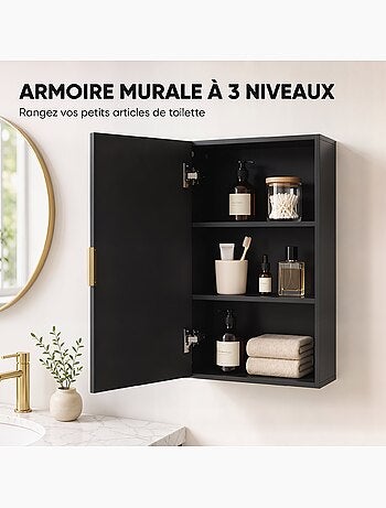 Armoire murale de salle de bain poignée métal doré mdf