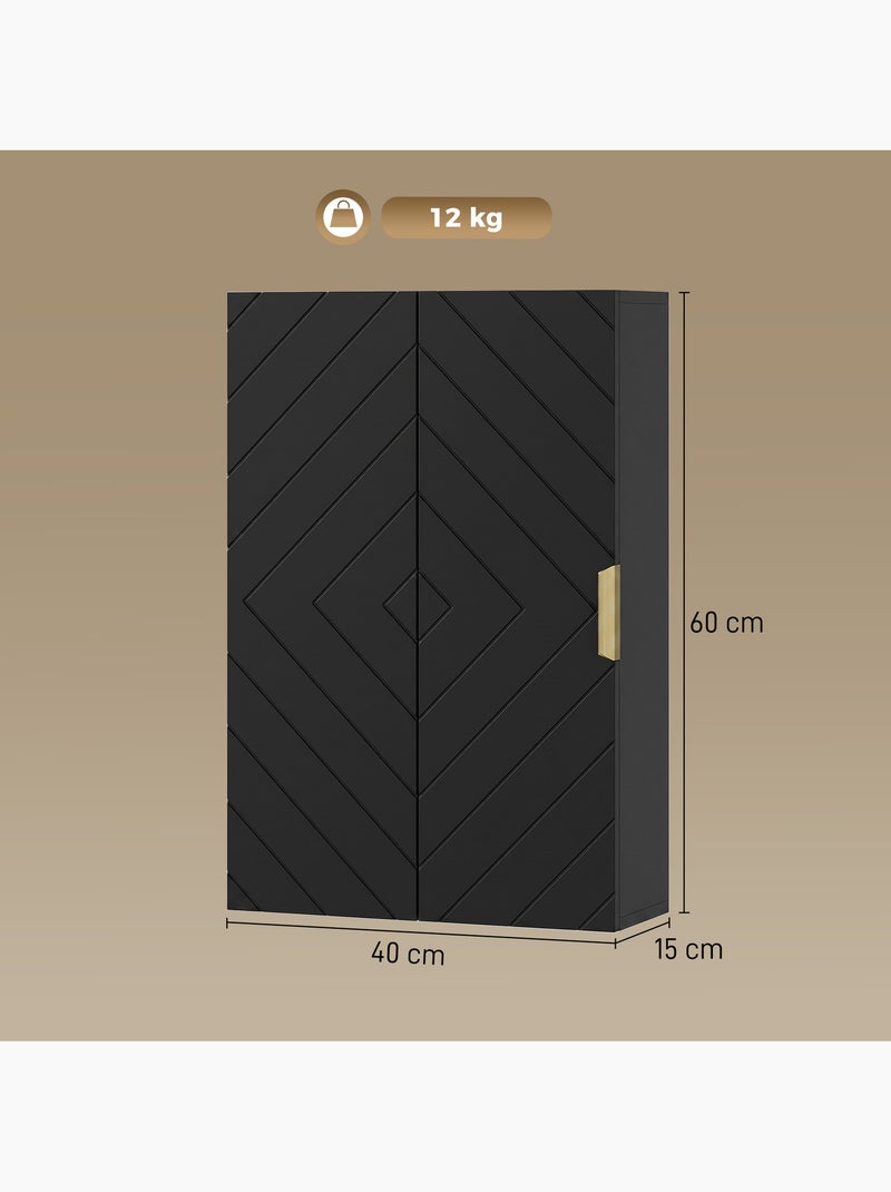 Armoire murale de salle de bain poignée métal doré mdf Noir - Kiabi