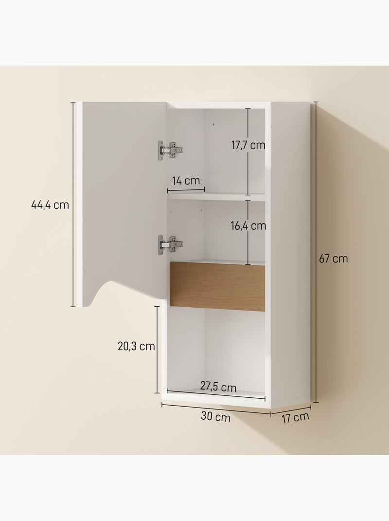Armoire murale design porte asymétrique étagère niche naturel blanc Blanc Blanc - Kiabi