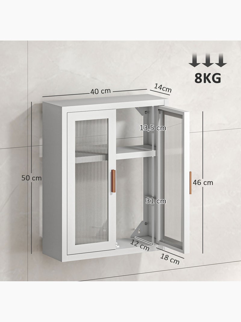 Armoire murale métal étagère 2 portes acrylique cannelé blanc doré Blanc Blanc - Kiabi