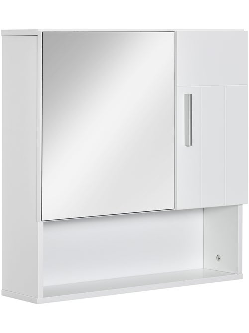 Armoire murale miroir de salle de bain 2 portes, étagères, niche blanc - Kiabi Armoire murale miroir de salle de bain 2 portes, étagères, niche blanc - Kiabi