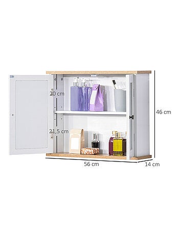 Armoire murale miroir salle de bain 2 portes MDF blanc