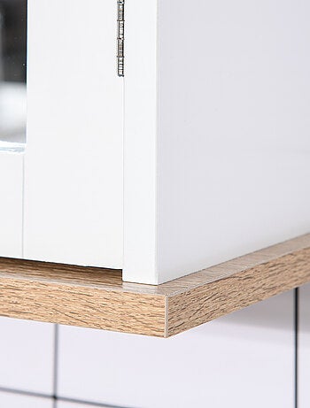 Armoire murale miroir salle de bain 2 portes MDF blanc