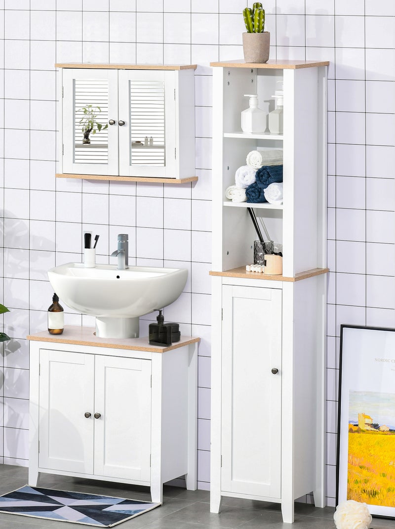 Armoire murale miroir salle de bain 2 portes MDF blanc Blanc Blanc - Kiabi