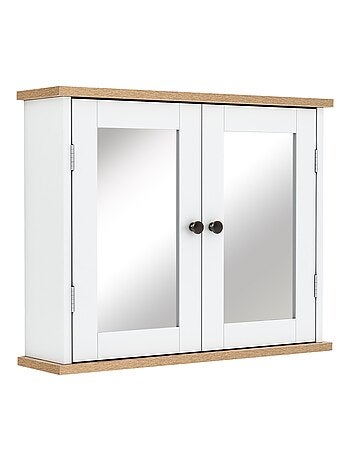 Armoire murale miroir salle de bain 2 portes MDF blanc