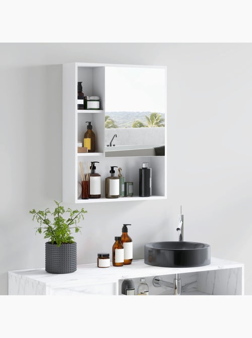 Armoire murale miroir salle de bain porte étagère 3 niches - Kiabi