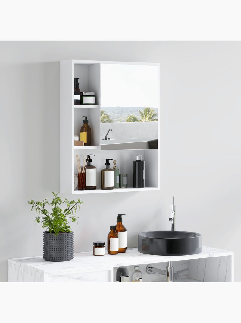 Armoire murale miroir salle de bain porte étagère 3 niches Blanc Blanc - Kiabi