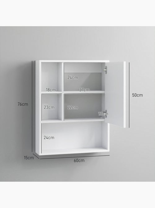 Armoire murale miroir salle de bain porte étagère 3 niches - Kiabi