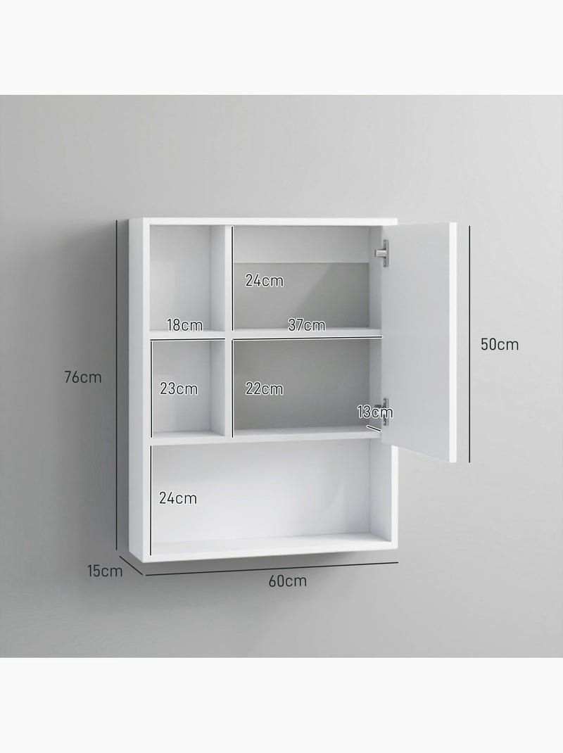 Armoire murale miroir salle de bain porte étagère 3 niches Blanc Blanc - Kiabi