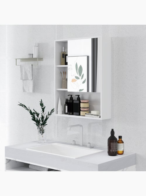 Armoire murale miroir salle de bain porte étagère 3 niches - Kiabi
