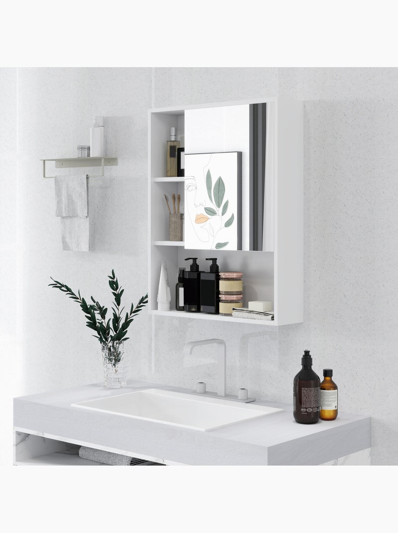 Armoire murale miroir salle de bain porte étagère 3 niches Blanc Blanc - Kiabi