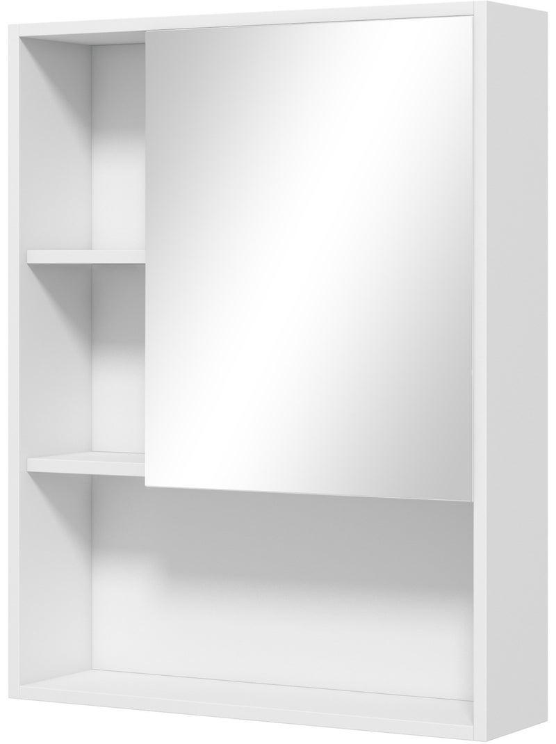 Armoire murale miroir salle de bain porte étagère 3 niches Blanc Blanc - Kiabi