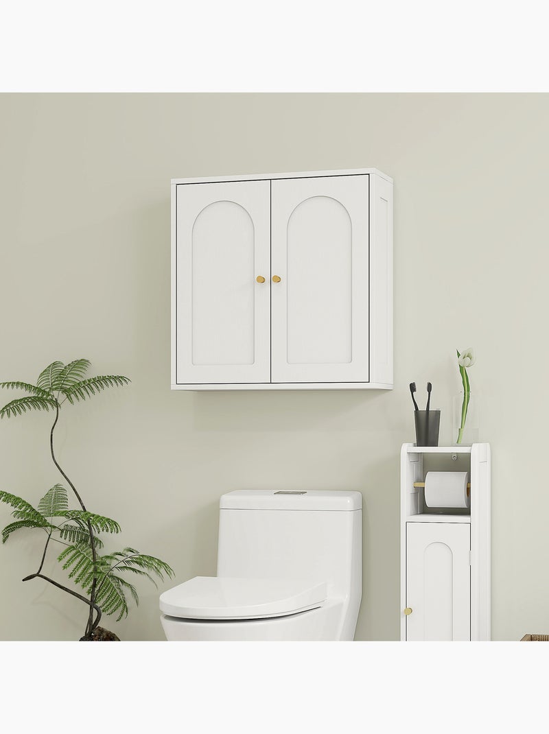Armoire murale salle de bain design - 2 portes, étagère - blanc doré Blanc Blanc - Kiabi