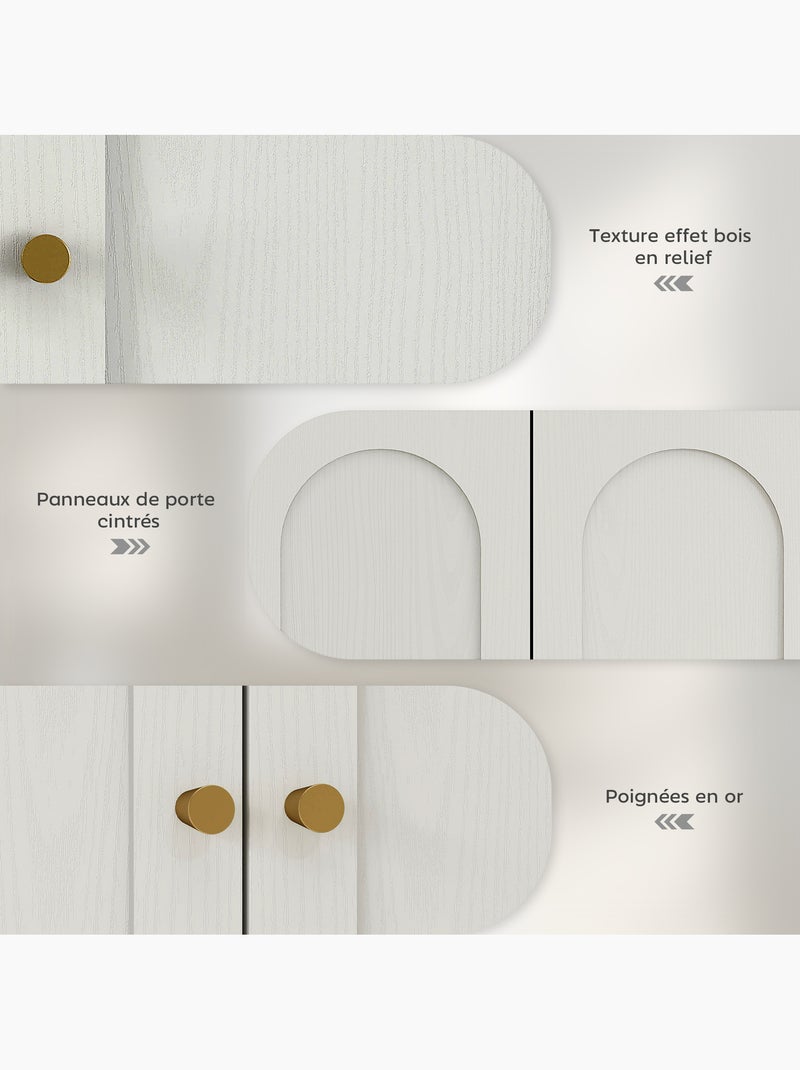 Armoire murale salle de bain design - 2 portes, étagère - blanc doré Blanc Blanc - Kiabi