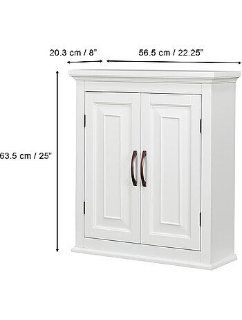 Armoire murale salle de bain, étagères réglables, 64cm