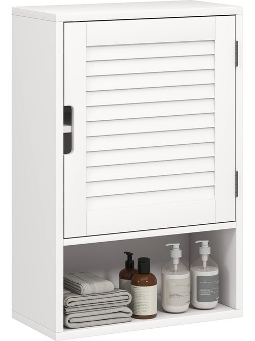 Armoire murale salle de bain porte persienne étagère niche - Kiabi