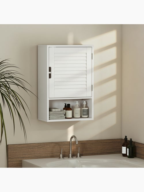 Armoire murale salle de bain porte persienne étagère niche - Kiabi