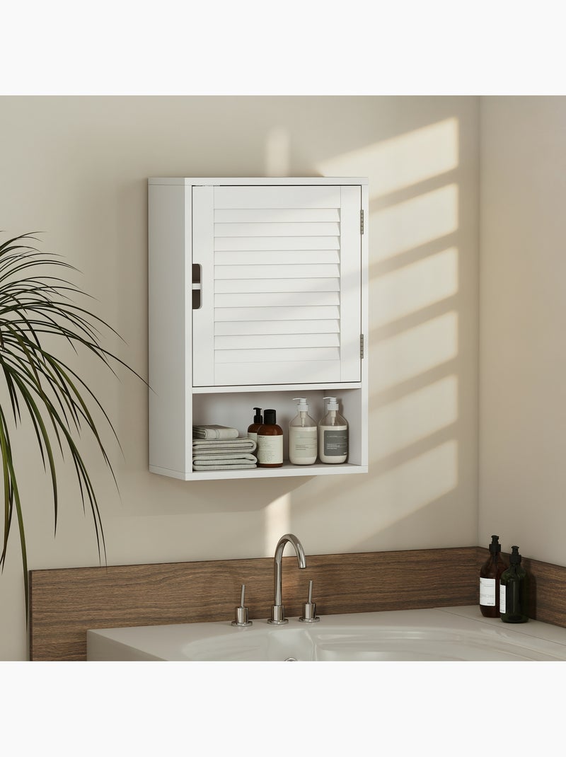 Armoire murale salle de bain porte persienne étagère niche Blanc Blanc - Kiabi