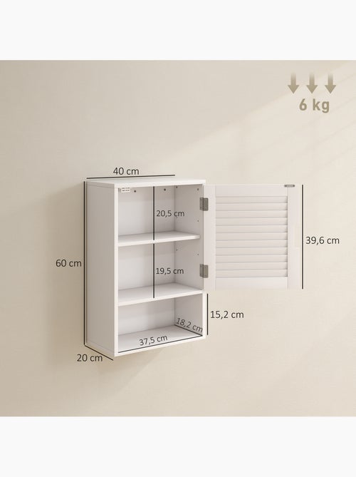 Armoire murale salle de bain porte persienne étagère niche - Kiabi