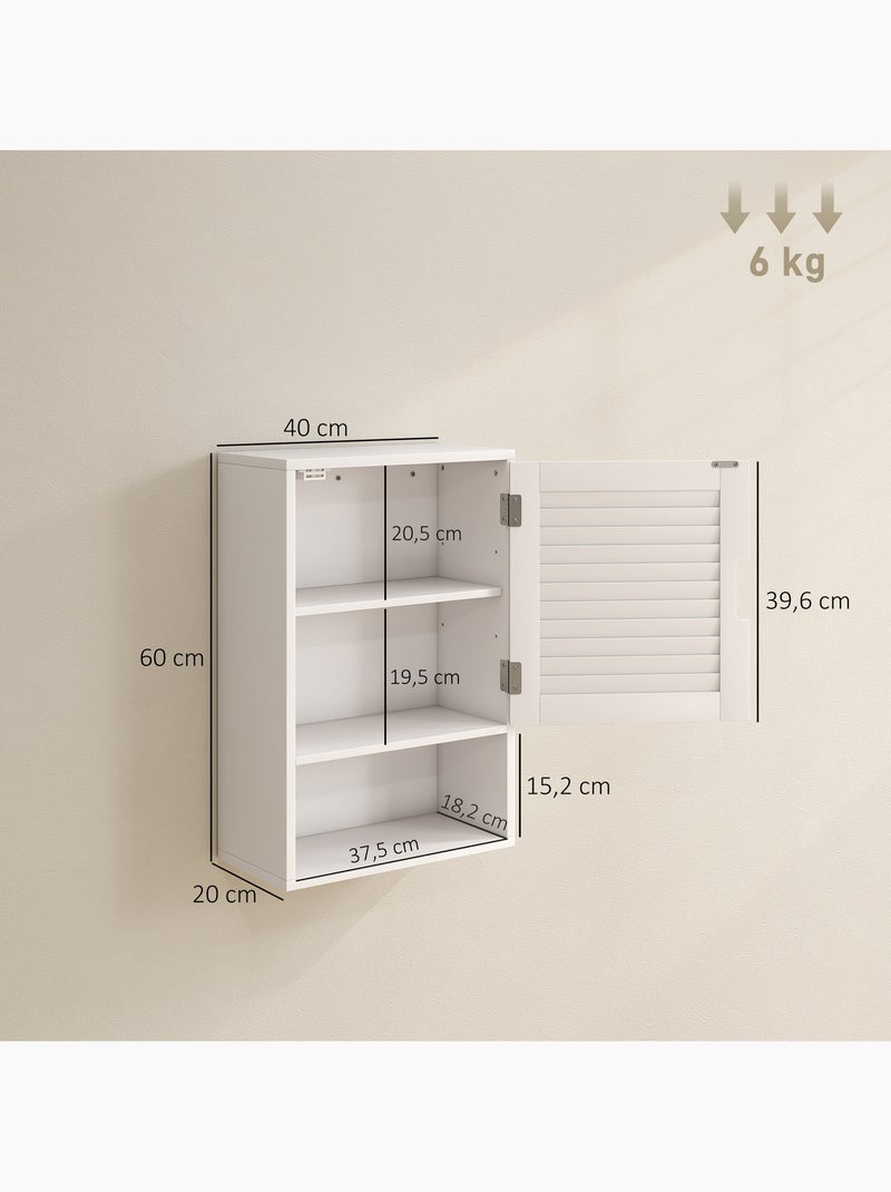 Armoire murale salle de bain porte persienne étagère niche Blanc Blanc - Kiabi