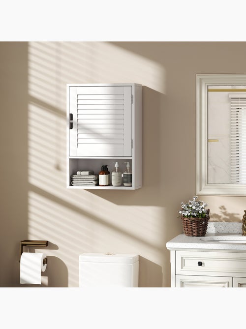 Armoire murale salle de bain porte persienne étagère niche - Kiabi