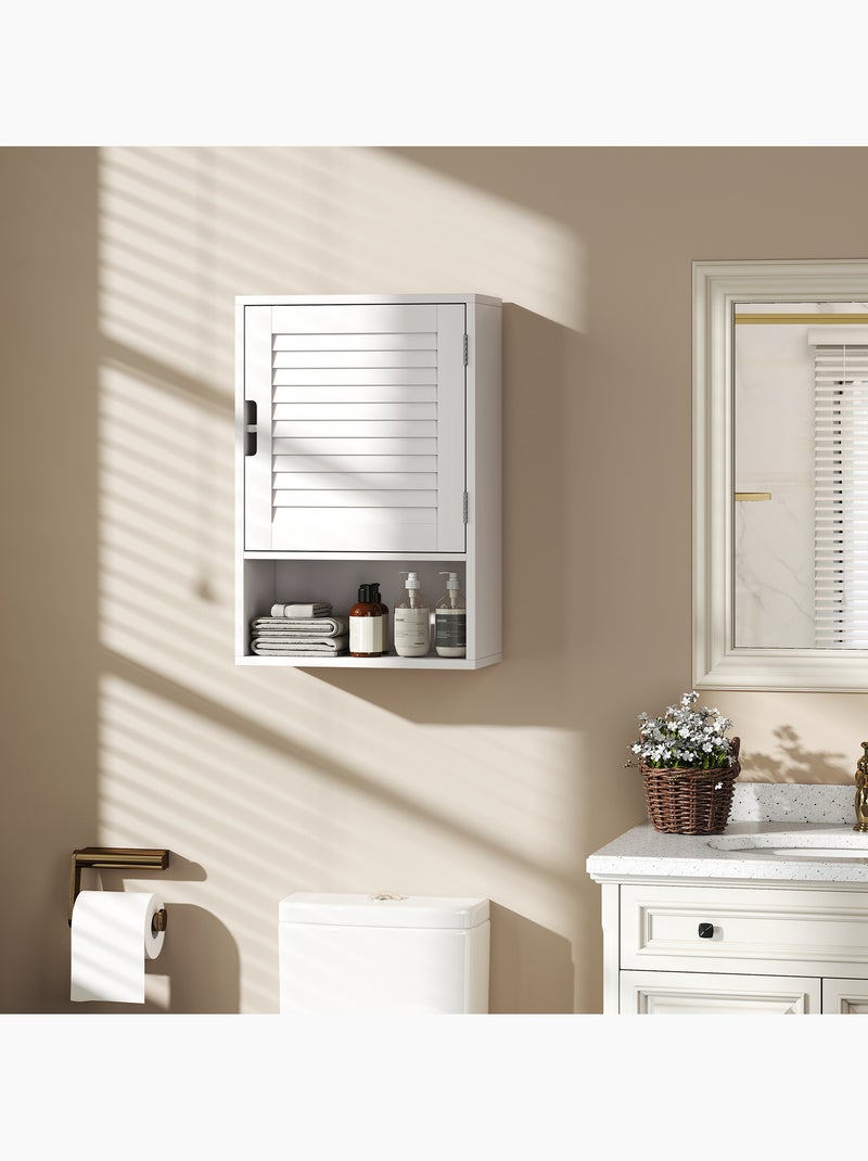 Armoire murale salle de bain porte persienne étagère niche Blanc Blanc - Kiabi