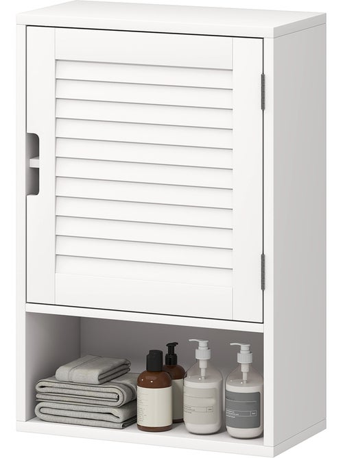 Armoire murale salle de bain porte persienne étagère niche - Kiabi