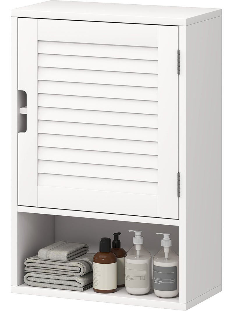 Armoire murale salle de bain porte persienne étagère niche Blanc Blanc - Kiabi