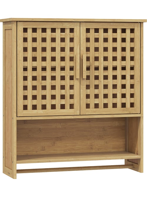 Armoire murale salle de bain style natural bamboo 2 portes - Kiabi