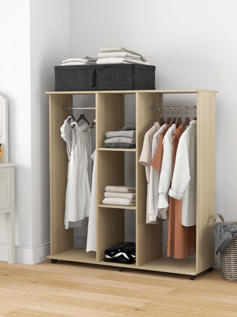Armoire penderie 120L x 40l x 128H cm aspect bois Beige - Kiabi