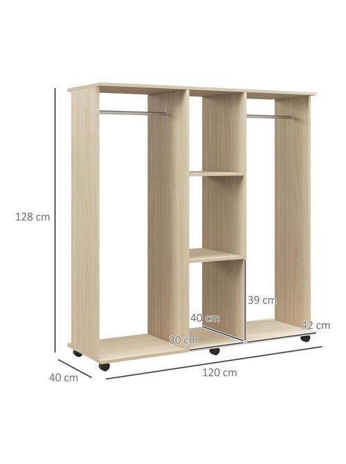Armoire penderie 120L x 40l x 128H cm aspect bois - Kiabi