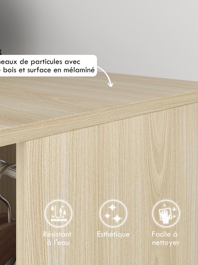 Armoire penderie 120L x 40l x 128H cm aspect bois Beige - Kiabi