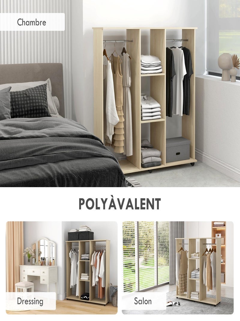 Armoire penderie 120L x 40l x 128H cm aspect bois Beige - Kiabi