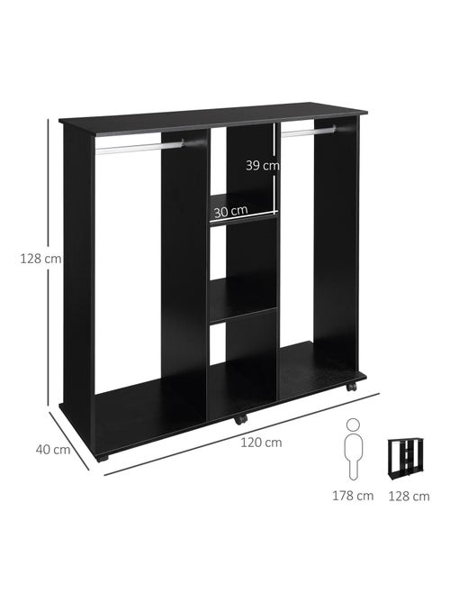 Armoire penderie 120L x 40l x 128H cm aspect bois - Kiabi