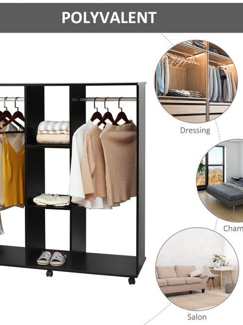 Armoire penderie 120L x 40l x 128H cm aspect bois - Kiabi