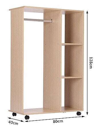 Armoire penderie de rangement bois