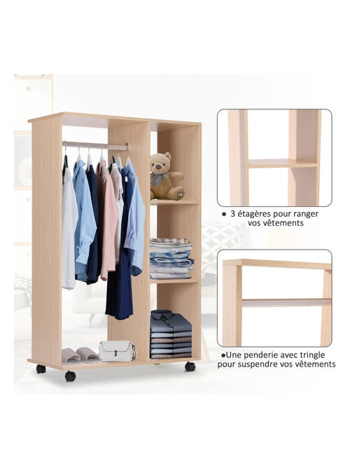 Armoire penderie de rangement bois - Kiabi
