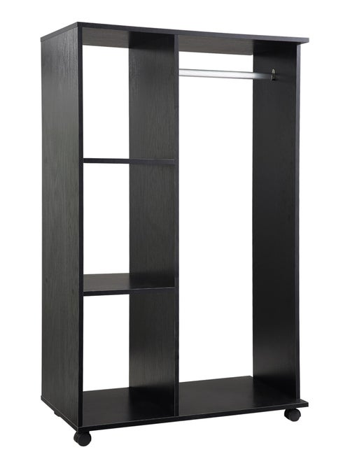 Armoire penderie de rangement sur roulettes 2 étagères noir - Kiabi